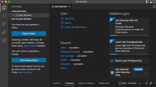 Der Aufbau des VS-Code-Editors nach dem Start. (Bild: Koller / Microsoft)