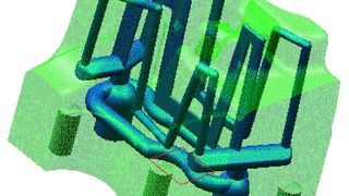Werkzeugeinsatz mit konturnah positionierten Temperierkanälen. Durch optimierte Kühlung werden Produktivität und Qualität beim Druckgießen eines Kurbelgehäuses für Vier-Zylinder-Motoren erhöht. Bilder: Concept Laser (Archiv: Vogel Business Media)