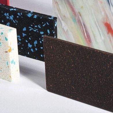 Einer der großen Trends bei nachhaltigen Materialien in den letzten Jahren war die gesprenkelte Ästhetik. Ob aus Naturfasern oder anorganischen Füllstoffabfällen – diese Effekte lenken die Materialgeschichte in eine bessere Richtung. (Bild: Chris Lefteri)