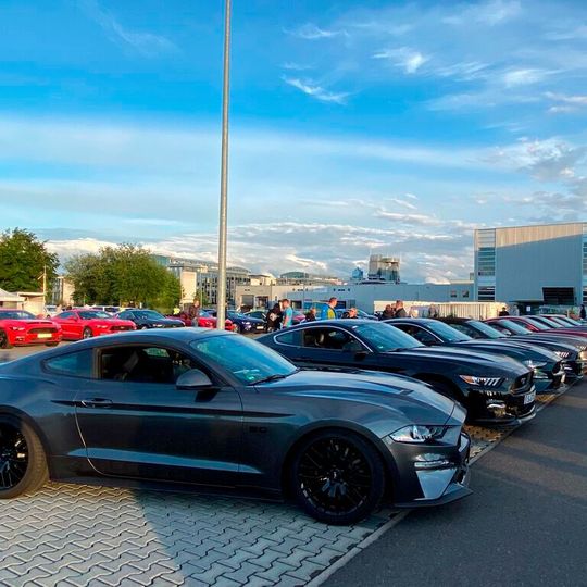 Die Besitzer von 90 Ford Mustangs folgten der Einladung des Autohauses Kreissl.(Bild:  obs/Ford-Werke GmbH)