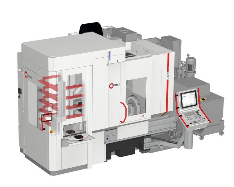 Das Robotersystem kann je nach Bedarf mit unterschiedlichen Speichermodulen ausgestattet werden. Im Bild: Palettenspeicher. (Hermle)
