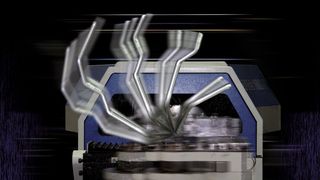 Die blitzschnellen Bewegungen von automatischen Rohrbiegemaschinen erinnern an die sogenannten Popping-Bewegungen beim Breakdance. Von ihnen geht eine große Gefahr für den Maschinenbediener aus. (Leuze)