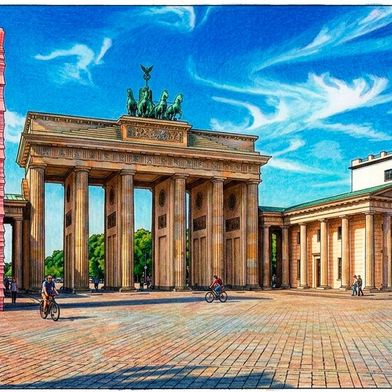 Papier für 120.000 EKGs wurde an den Vivantes-Kliniken in einem halben Jahr eingespart. Das entspricht einem Stapel von 32 Metern – höher als das Brandenburger Tor.
 (Bild: Gemini / KI-generiert)