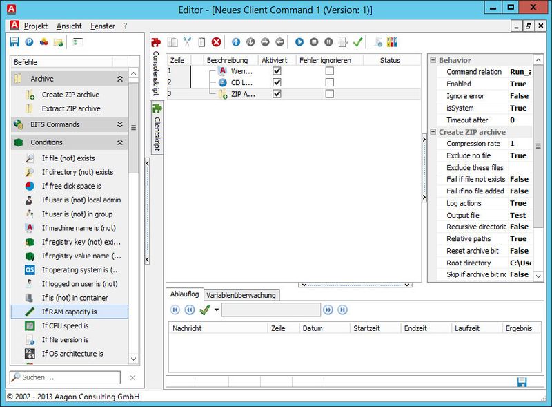 Abbildung 5: Der Editor zum Erstellen von Client Commands leistet den IT-Mitarbeitern umfassende Hilfestellung. (Bild: IAIT)