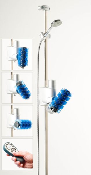 Beim Aglaja-Duschsystem standard startet die rotierende Massagebürste automatisch bei Anlehnen.  (Bild: Aglaja)