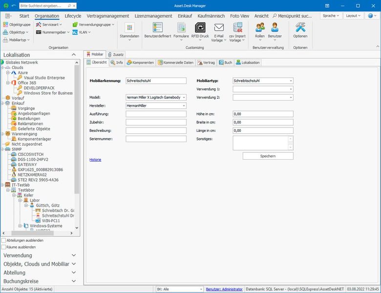 Ein Möbelstück im Asset.Desk-Manager. (Bild: FAC / Güttich)