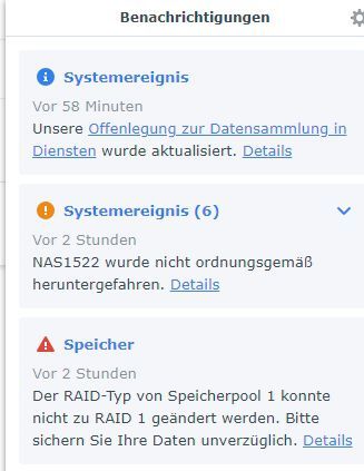 Wenn der DSM (DiskStation Manager) Probleme mit dem Speicher und dem RAID des Speicherpools meldet, sollten Admins auf einem Synology-NAS aktiv werden. (Bild: Joos - Synology)
