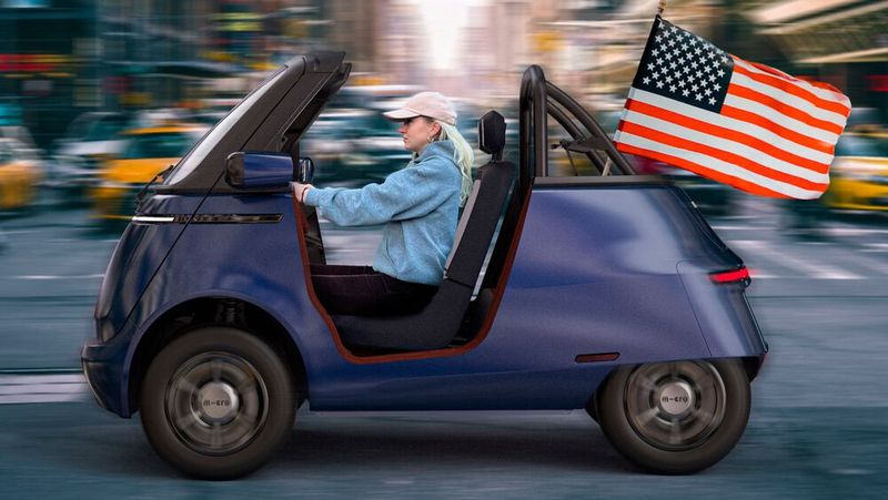 Vorerst handelt es sich beim Microlino Spider um ein Konzept. Marktchancen sieht Micro für das radikal offene E-Auto vor allem in den USA, wo der Spider als NEV vermarktet werden soll.(Bild:  Microlino)