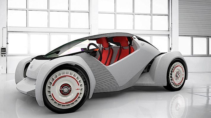 Strati ist das erste funktionierende Auto aus dem 3D-Drucker. Komponenten wie Motor, Batterie und Reifen stammen allerdings aus konventioneller Fertigung. (Bild: Local Motors)