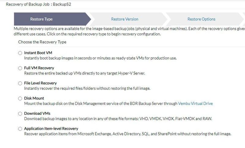 Wiederherstellen von Daten und VMs in Vembu BDR Suite. (Joos/Vembu (Screenshot))