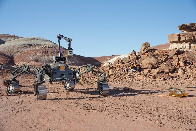 Die Halbwüste in Utah ist der Oberfläche des Mars ähnlich, weshalb die Forscher hier die DFKI-Rover Sherpa TT und Coyote III auf Feldtests schickten.  (DFKI/Florian Cordes)