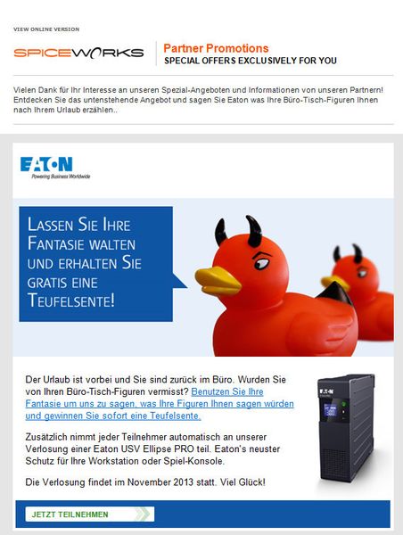 Mailings an themeninteressierte Leser durften in dieser Kampagne nicht fehlen. (Bildquelle: Spiceworks)