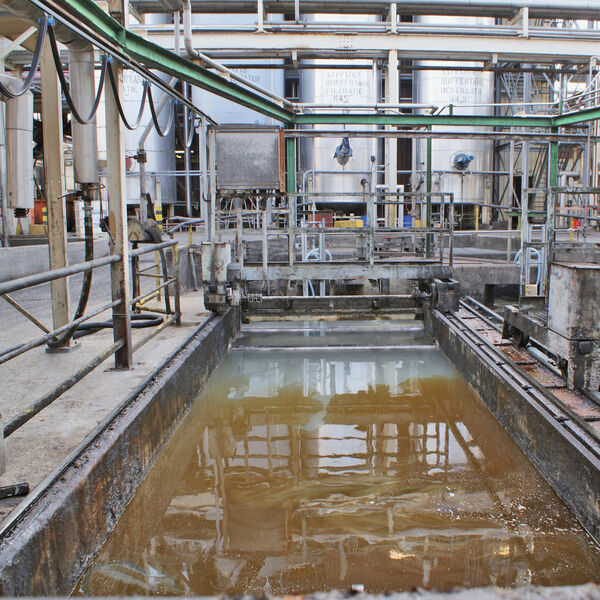 View of an oil and fat separator. The influent water is warm and contains a high load of mainly oils and fats. (Picture: LAR)