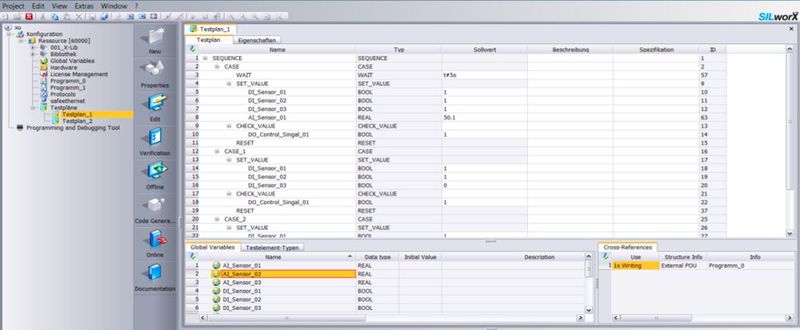 SILworX Testplan im Editor (Bild: HIMA)