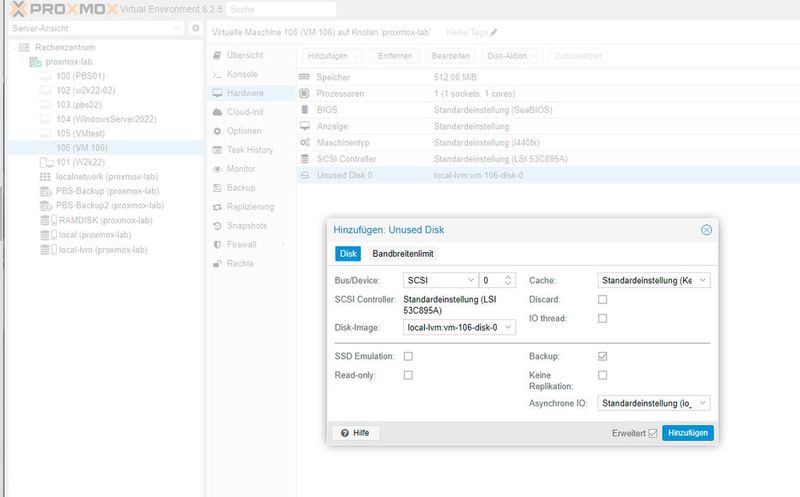 Abbildung 2: Screenshot von der Bearbeitung eines neuen Laufwerks mit integriertem „Cloud-Init“ in Proxmox (Bild: Thomas Joos)