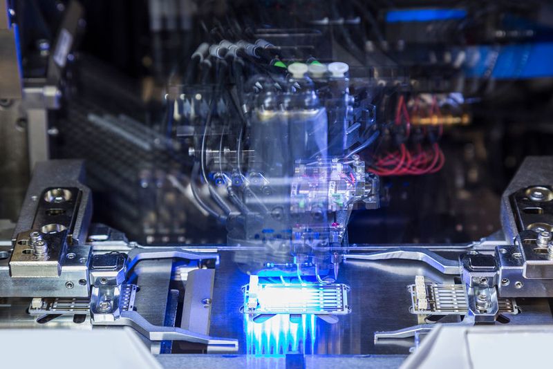 Der Golddrahtbonder zählt zum Herzstück der Fertigung, er realisiert die elektrische Kontaktierung der LED-Chips. (Wolfgang Hartmann)