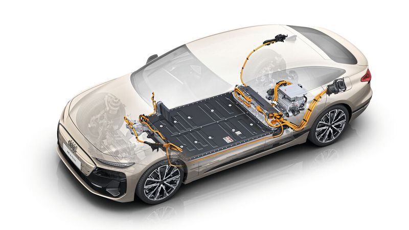 Was hier nur in einer bildlichen Darstellung möglich ist, funktioniert per Röntgen auch mit kompletten Autos: der Durchblick bis auf die Batterie.(Bild:  Audi)