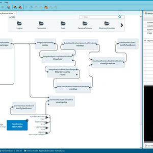 Entwickeln ohne Programmieren im AppSpace: Ein Dataflow, zusammengesetzt aus Funktionsblöcken(Bild:  Sick)