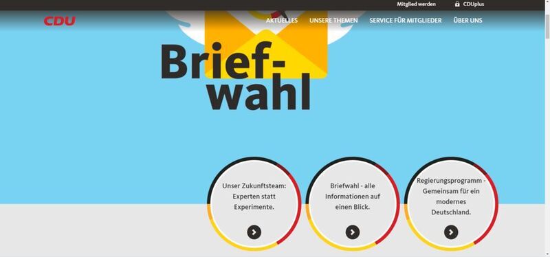 Die Webseite der CDU wurde mit 5,2 Punten von 10 bewertet (www.cdu.de)
