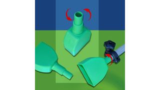 Innovation von Tartler: Bewegliche Einweg-Pastendüse, die dank „Wendehals" große Bewegungsfreiheit beim Kunstharz-Auftrag bietet. (Bild: Tartler)