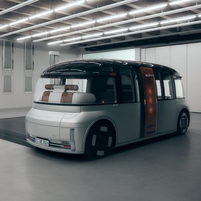 Der People Mover bei der Weltpremiere. Gut zu sehen ist die große Windschutzscheibe aus Polycarbonat. Eines von mehreren Materialien, die Covestro beiträgt.  (Bild: UE | STUDIOS)