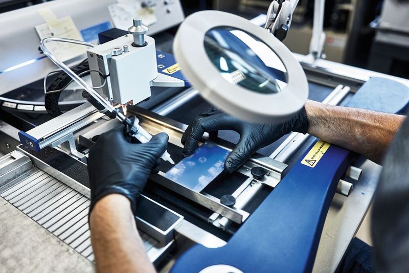 Bestückung im Produktionsprozess einer Prototypen-Platine. Hier halb-automatisiert. (Bild: AITAD/dietzefotografie)