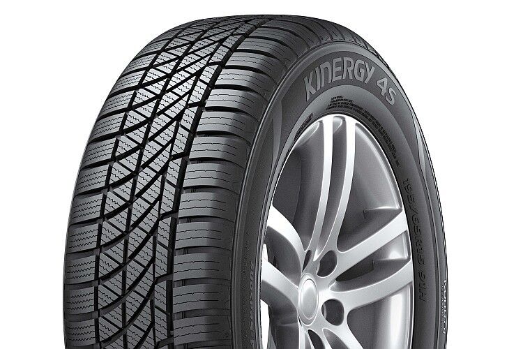 So wie der neue Hankook Kinergy 4S sehen Ganzjahresreifen aus: Außenschulter für schnelle Kurvenfahrt im Sommer, Innenschulter mit vielen Lamellen für Schneetraktion im Winter. (Foto: Hankook)