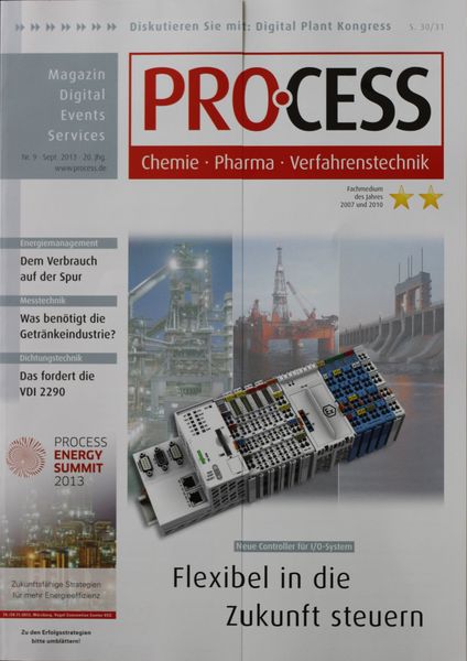 September 2013   Top Themen:  - Flexibel in die Zukunft steuern - Dem Verbrauch auf der Spur - Was benötigt die Getränkeindustrie? - Das fordert die VDI 2290  (Bild: PROCESS)