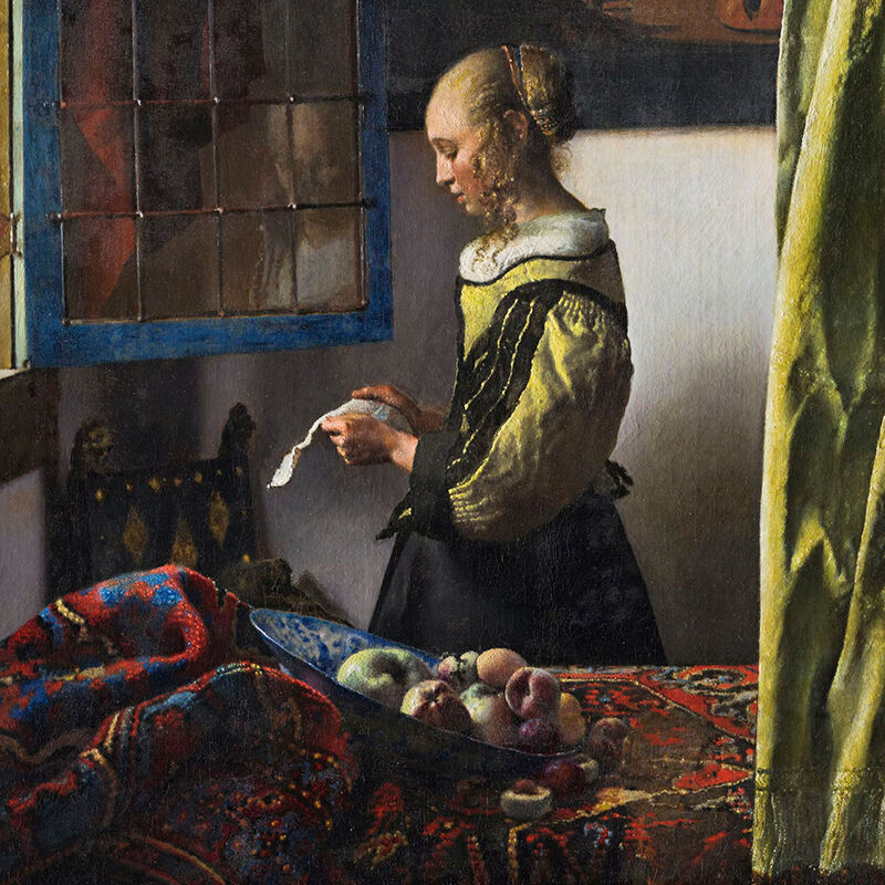 Eines der berühmten Gemälde des niederländischen Barockmalers Johannes Vermeer: „Brieflesendes Mädchen am offenen Fenster“, entstanden um 1657-59.