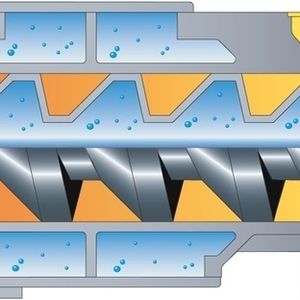 Trockenlaufende Schraubenvakuumpumpen der Baureihe EVAP von Dongbang arbeiten mit direkt innen wassergekühlten Schrauben. 
