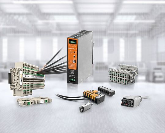 Das Snap In-Produktportfolio umfasst die Klippon Connect Reihenklemmen, die schweren Steckverbinder Rockstar, die Steckverbinder Omnimate, die Push-Pull Power Steckverbinder sowie die Stromversorgungen Proeco II Snap In.(Bild:  Weidmüller)
