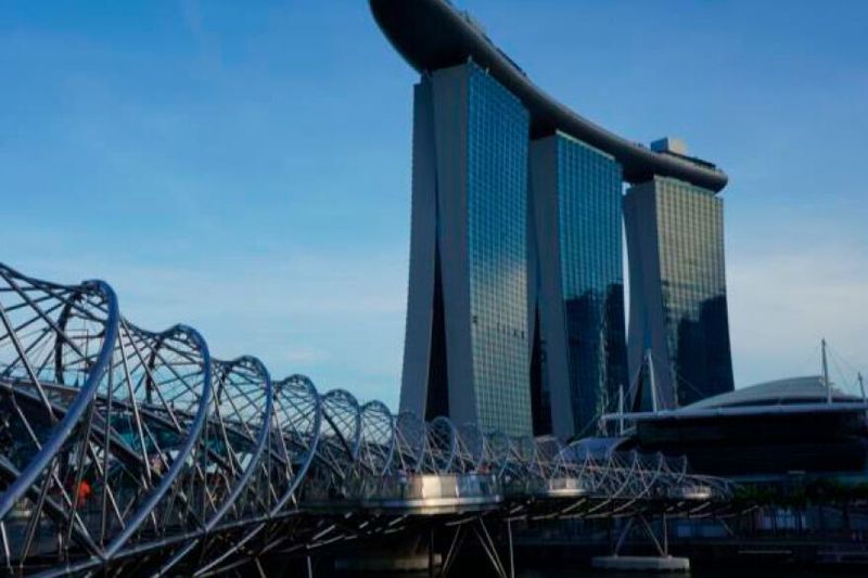 Für alle Stahlteile der legendären Helix Bridge in Singapur wurde der ferritisch-austenitische Duplexstahl 1.4462 verwendet.(Bild:  WZV/L.Tusch)