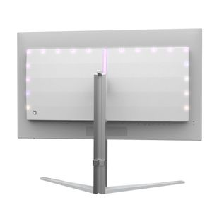 Die seitlich und oben angeordneten LEDs der Ambiglow-Beleuchtung projizieren Licht von der Rückseite des Monitors an die Wand. Die Farben sind mit den Bildschirminhalten synchronisiert. Mit AmbiScape können kompatible externe Lichtquellen in das Beleuchtungssystem eingebunden werden.  (Bild:  MMD)