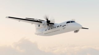 The Dash 8-100-based RTX demonstrator is powered by a hybrid-electric system combining a thermal engine and 1 MW electric motor – aimed at revolutionising short-haul aviation efficiency. (Bild: RTX)