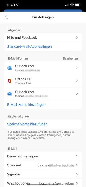 Anpassen der Einstellungen für alle Postfächer in Outlook. (Joos)