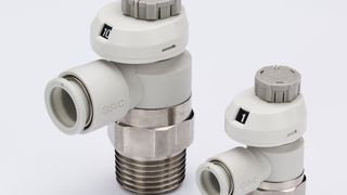 Kontrollierter Durchfluss: Die Drosselrückschlagventile der neuen Serie AS-FS von SMC Pneumatik verfügen über ein Anzeigefenster mit Ziffern, damit der Anwender den Durchfluss anhand von Zahlenwerten überprüfen kann. (Bild: SMC Pneumatik)