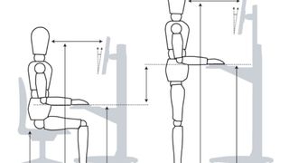 Ein Arbeitsplatz-Planer von Ergotron hilft die Komponenten des eigenen Arbeitsplatzes (Stuhlhöhe, Höhe und Abstand des Monitors) und Lage der Tastatur zu optimieren.  (Bild: Ergotron)