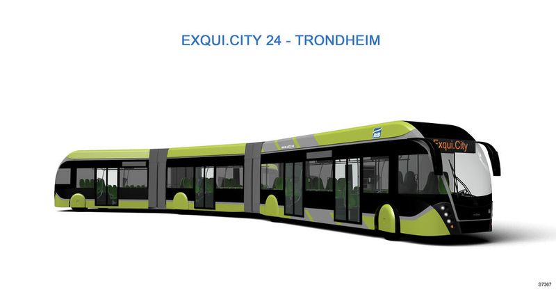 Die Trambusse für den Trondheimer Linienbusverkehr sind 24 Meter lang und werden mit Biodiesel- sowie Elektroantrieb ausgeliefert. (Bild: Van Hool)