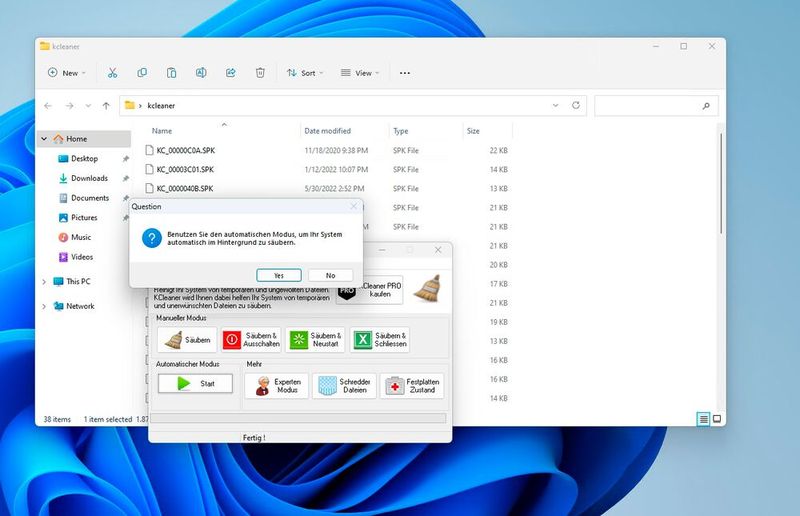 Im automatischen Modus kann KCleaner im Hintergrund Daten löschen. (Bild: Joos (Screenshot))