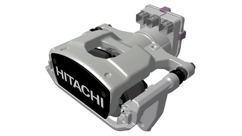 Die vollelektrische Bremse von Hitachi soll ohne Bremsflüssigkeit und ohne Bremsleitungen auskommen. (Bild: Hitachi Astemo)