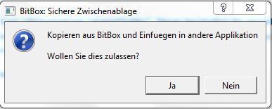 BitBox Sicherheitsfrage bei der Nutzung der Windows-Zwischenablage. (Archiv: Vogel Business Media)