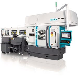 Der neue Mehrspindeldrehautomat Index MS24-6 steht für höchste Produktivität und schnelles Rüsten mit dem neuen Index-­Werkzeug-Schnellwechselsystem.