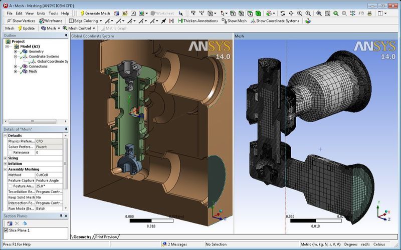 Das Baugruppen-Meshing-Tool extrahiert Fluid-Volumendaten aus CAD-Baugruppen und generiert, je nach Zielsetzung und Präferenz der Anwender, automatisch entweder kartesische Gitter mit Cut-Cell-Elementen (Hexaeder-Netzelemente) oder unstrukturierte Tetraeder-Netze.  (Bild: Ansys)