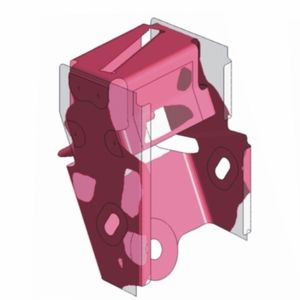 Bild 2: Der Ablauf: Hier sind von links nach rechts zuerst der Bauraum, dann der OptiStruct Designvorschlag und schließlich die Konstruktionsumsetzung dargestellt.