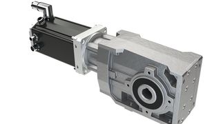 Mit dem 2-stufigen Kegelradgetriebe KG 150 werden die Drehmomente der bürstenlosen Gleichstrommotoren BG 95x40 und BG 95x80 zuverlässig übertragen.  (Dunkermotoren)