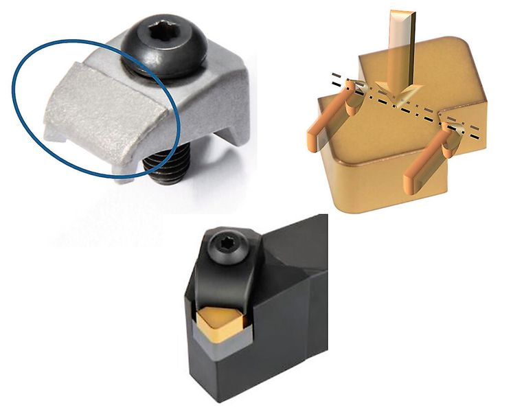 Bild 1: Eine Hartmetallaufpanzerung (siehe Kreis) verhindert das Auswaschen von kleinen Partikeln der Spannfinger. (Bild: Kennametal)