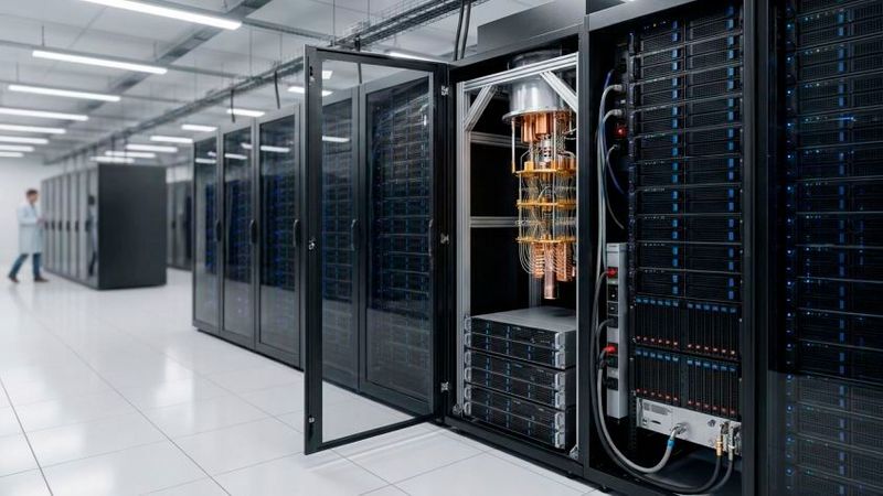 Quantenhardware bleibt hochspezialisiert. Viele Entwicklungen greifen zwar Konzepte aus der Quantenforschung auf, arbeiten aber auf klassischer Recheninfrastruktur.(Bild:  Gemini / Paula Breukel / KI-generiert)