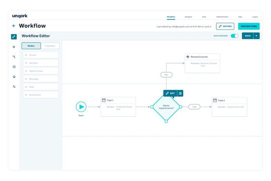 Workflow-Design in Unqork.(Bild:  Unqork)