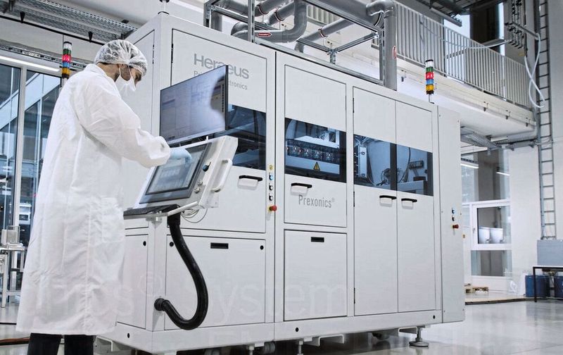 Die Prexonics-Anlagen von Heraeus Printed Electronics erlauben eine sichere und schnelle Abschirmung von 5G-Bauteilen. Die Prexonics-Anlagen von Heraeus Printed Electronics erlauben eine sichere und schnelle Abschirmung von 5G-Bauteilen.