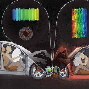 At 55 mph, replacing a conventional front rail with an equal-length, equal-weight composite metal foam (CMF) rail significantly reduced vehicle damage and predicted occupant head injury. By progressively absorbing crash energy between the bumper and chassis, the CMF front rail transmitted less severe impact loading to the passenger compartment.(Source:  Jie Sun/ NC State University)